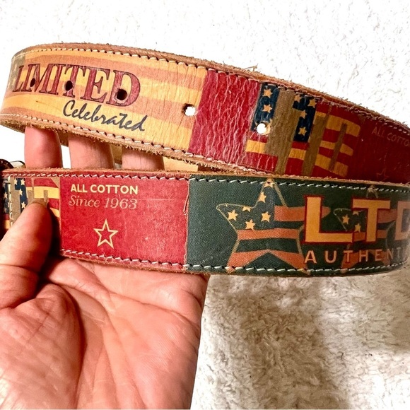 Vintage Rare THE LIMITED Jeans spelled out leather belt size M - Picture 3 of 11